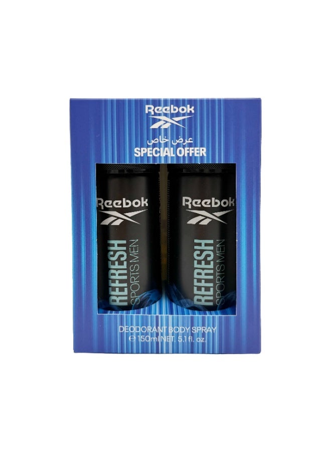 Reebok Refresh Deodorant Body Spray For Him 150Ml x2 - Image 1